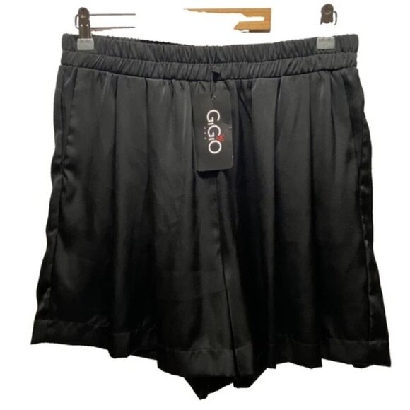 GiGio Women's Large Black Dressy Shorts W/Pockets Elastic Waistband Flowy NWT - Picture 1 of 7